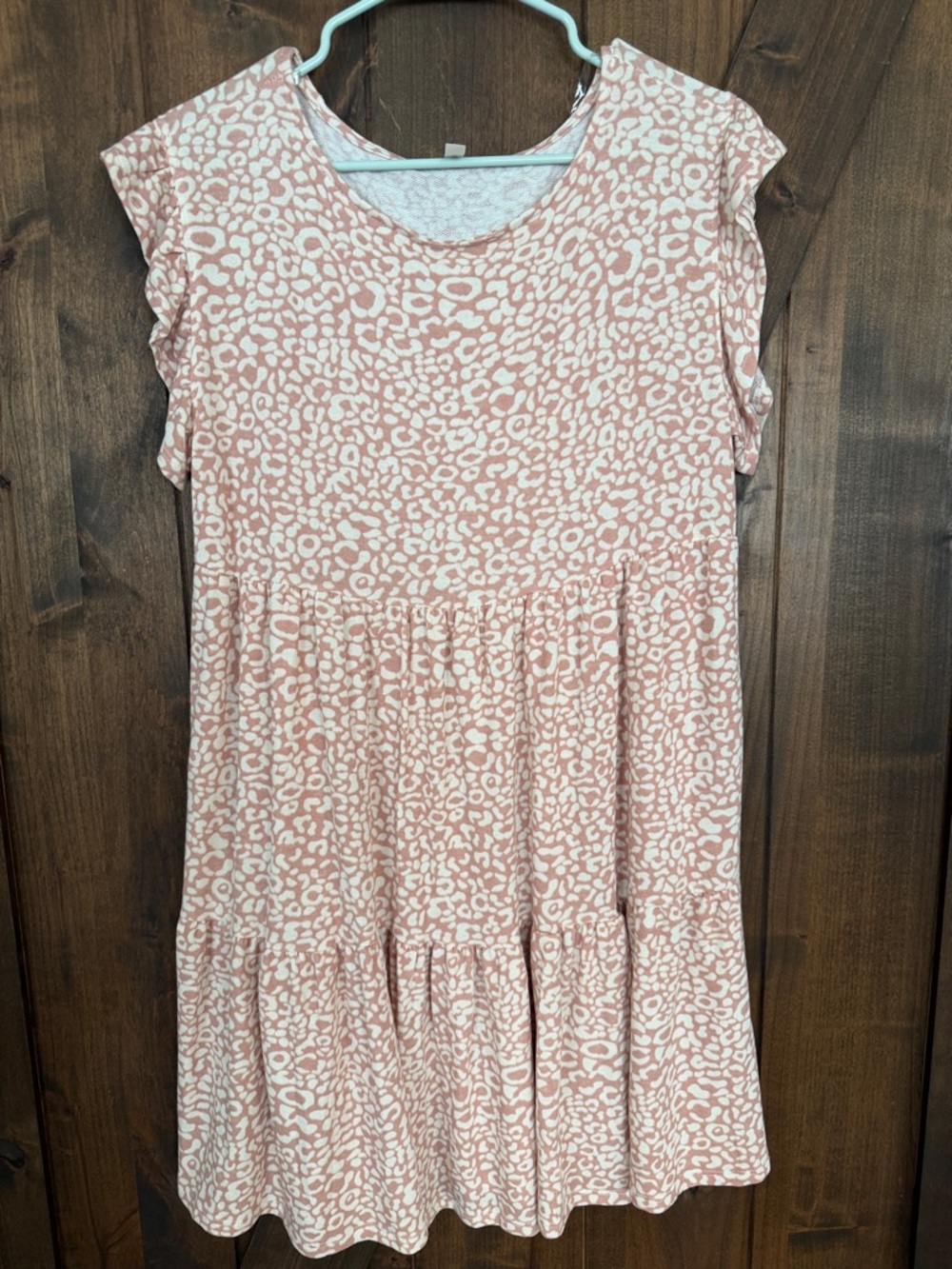 Emerald Blush Leopard Print Tiered Casual Dress